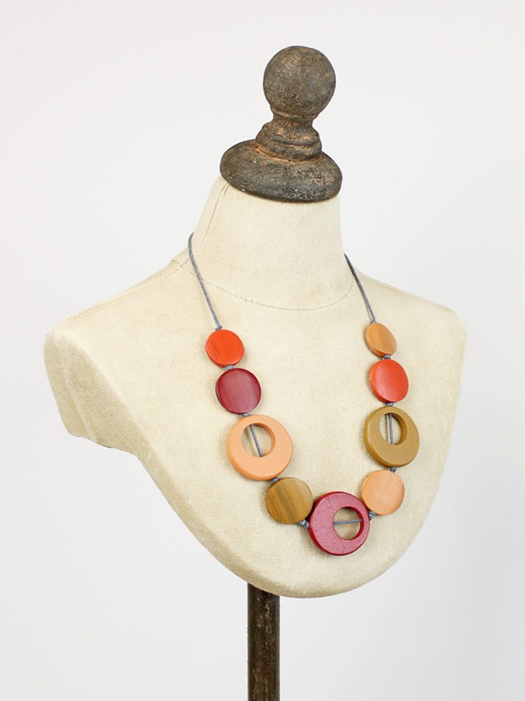 Wooden Disc and Hoop Necklace FB6603