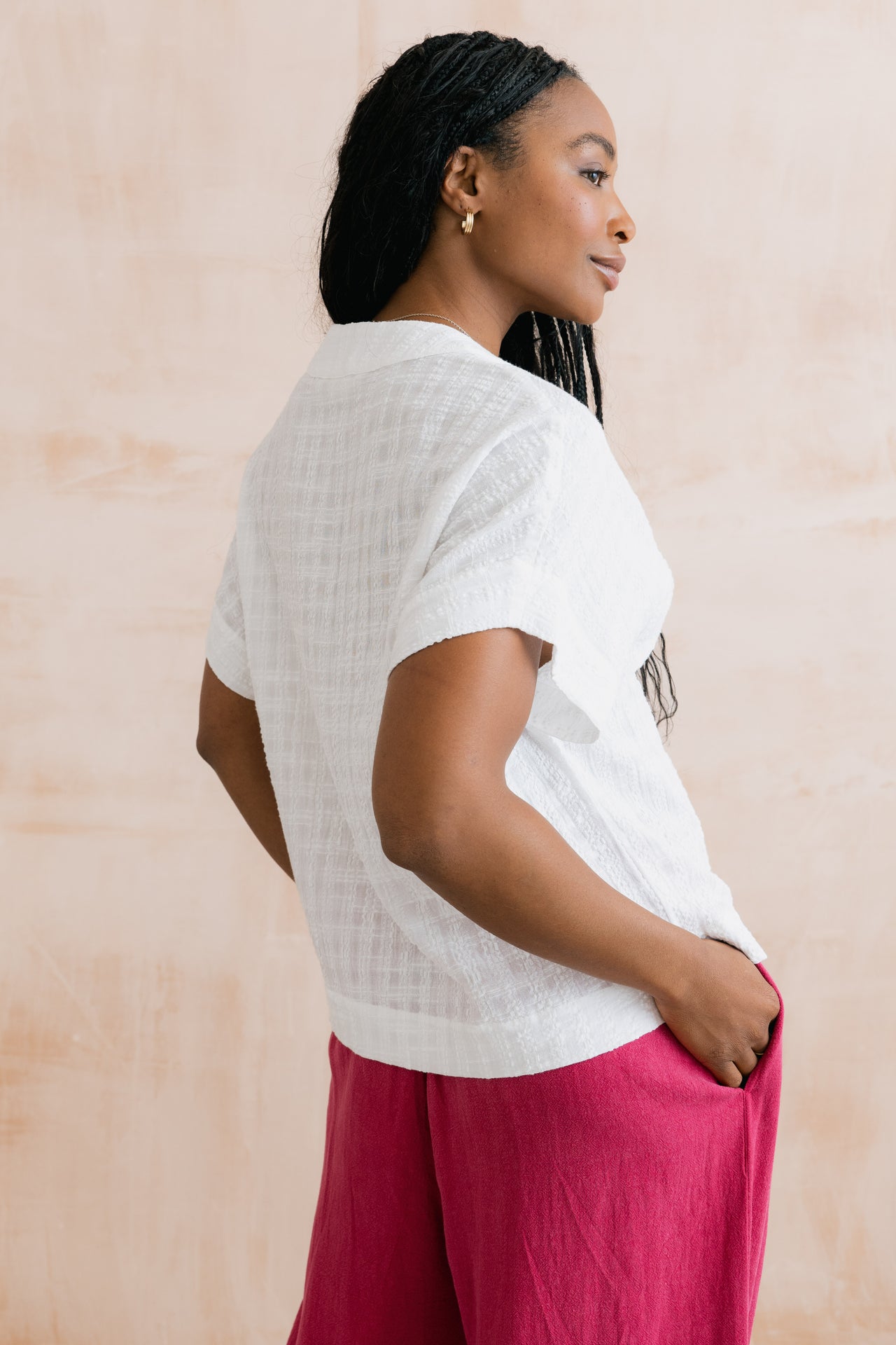 Lily and Me Orchard Textured Seersucker Shell Top White