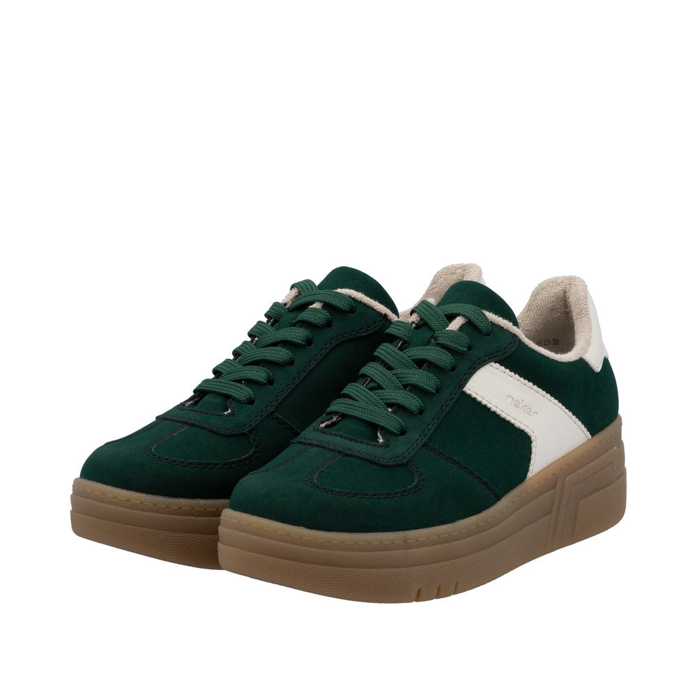 Rieker Green Contrast Trainer M7602-Footwear-White finn