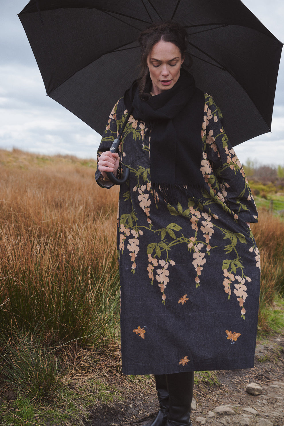 One Hundred Stars Wisteria Black Pocket Dress