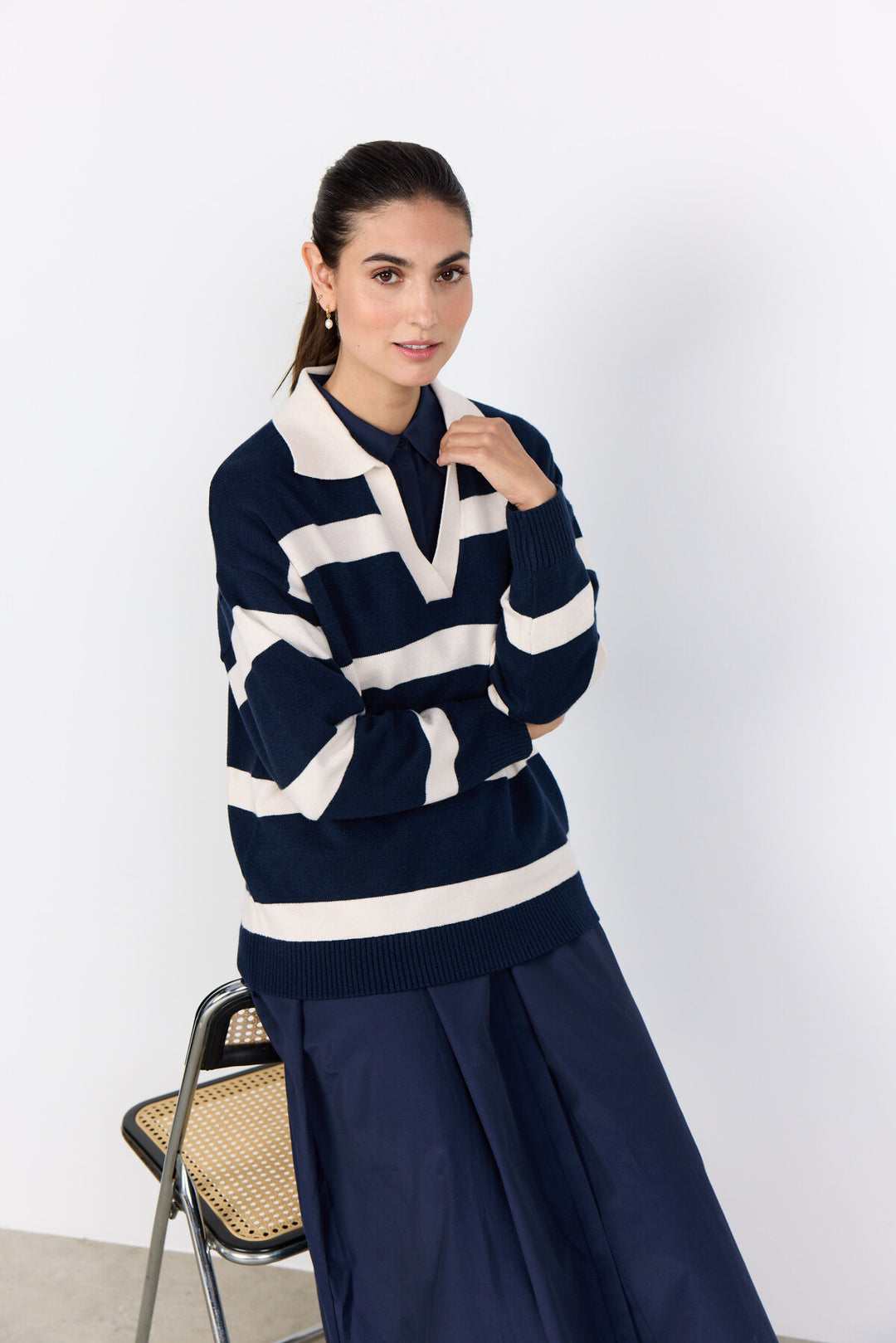 Soya Concept Kanita Stripe 32 Pullover-Soya Concept-White finn