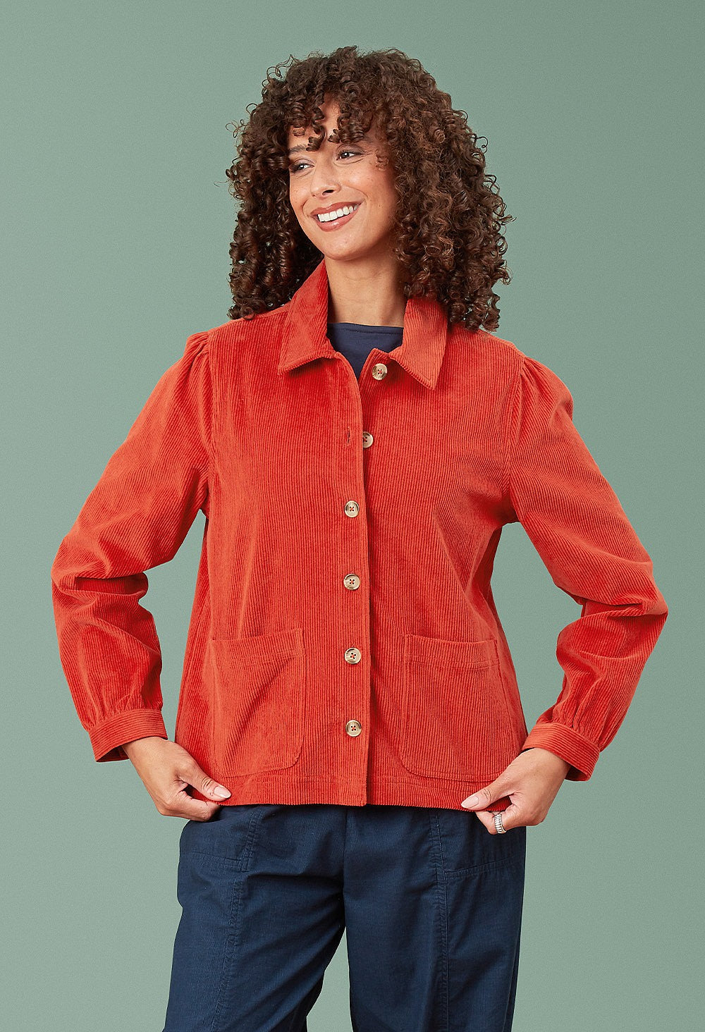 Adini Stretch Cord Anise Cord Jacket - Burnished Rust