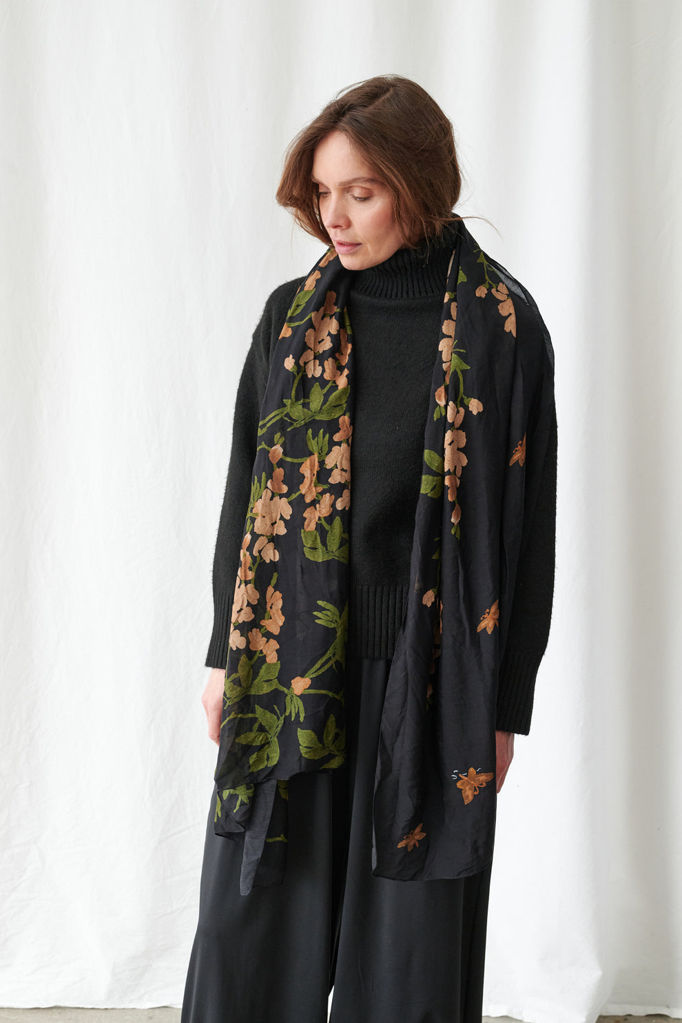 One Hundred Stars Wisteria Black Scarf