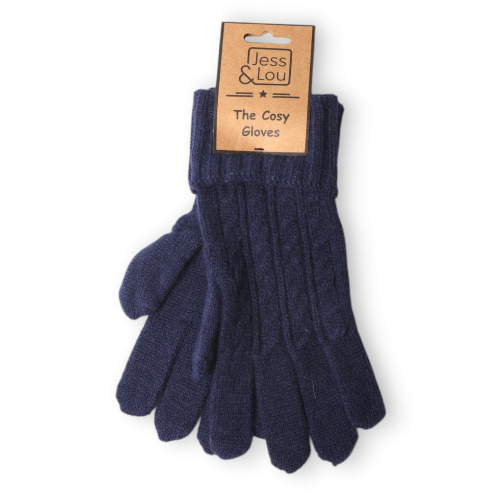Jess and lou Cosy Cable Knit Gloves-White finn