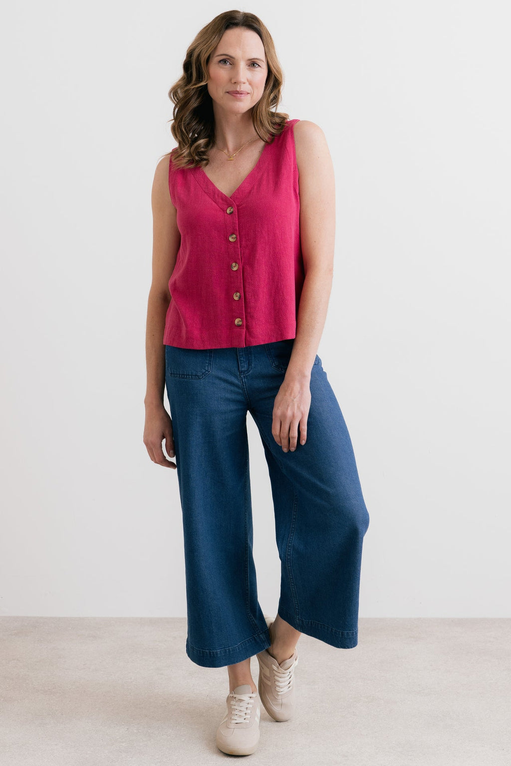 Lily and Me Allium Two Way Button Through Vest-Shirts & Tops-8-Boysenberry-