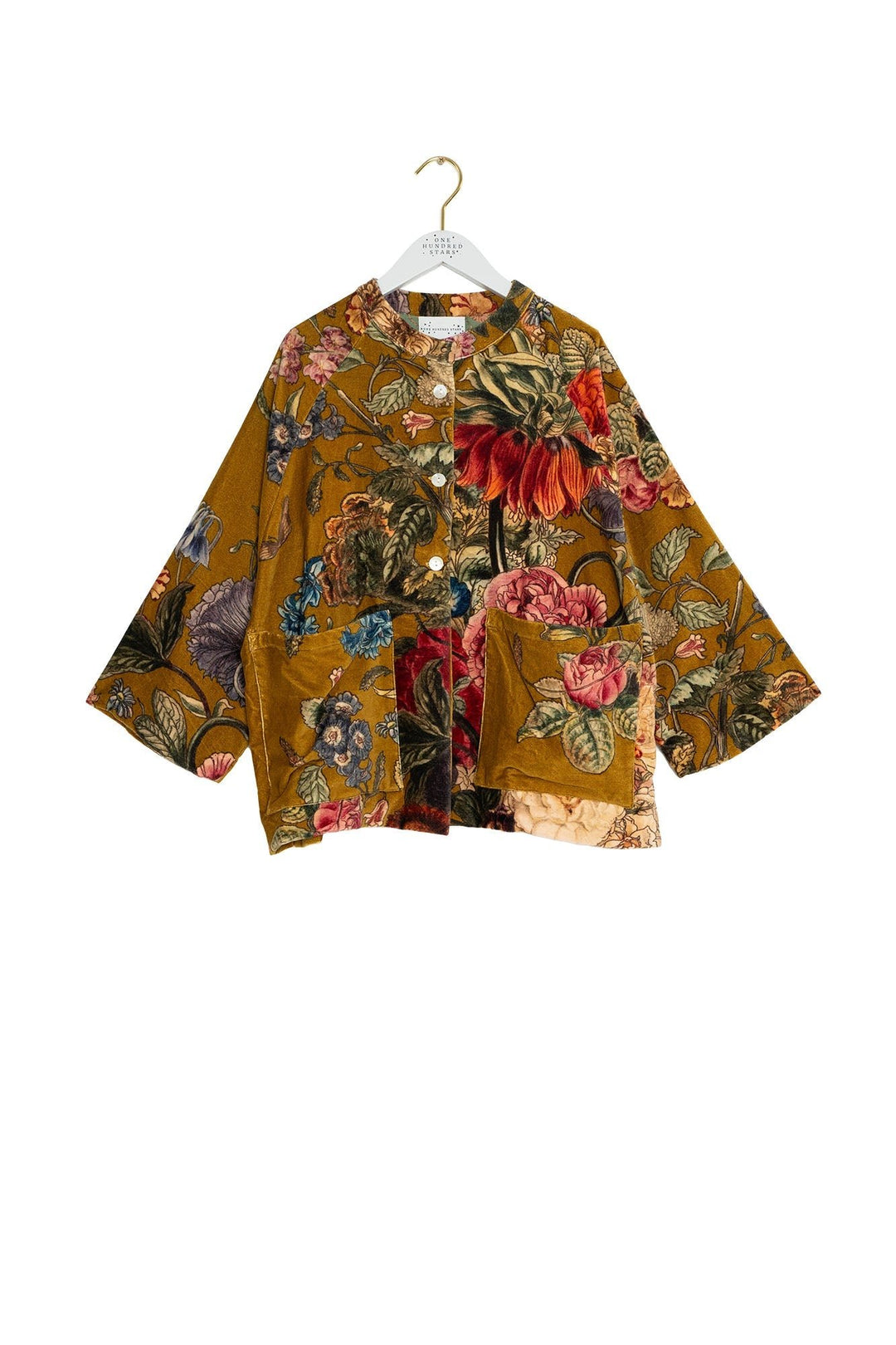 One Hundred Stars Primula Gold Velvet Jacket-Coats & Jackets-White finn