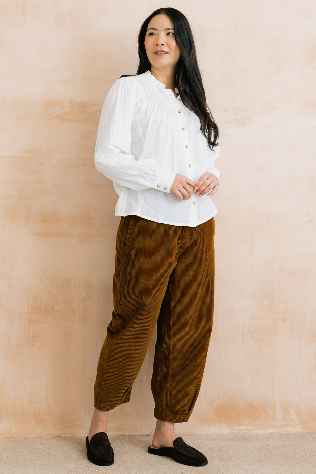 Lily and Me Flora Organic Cotton Pintuck Blouse White