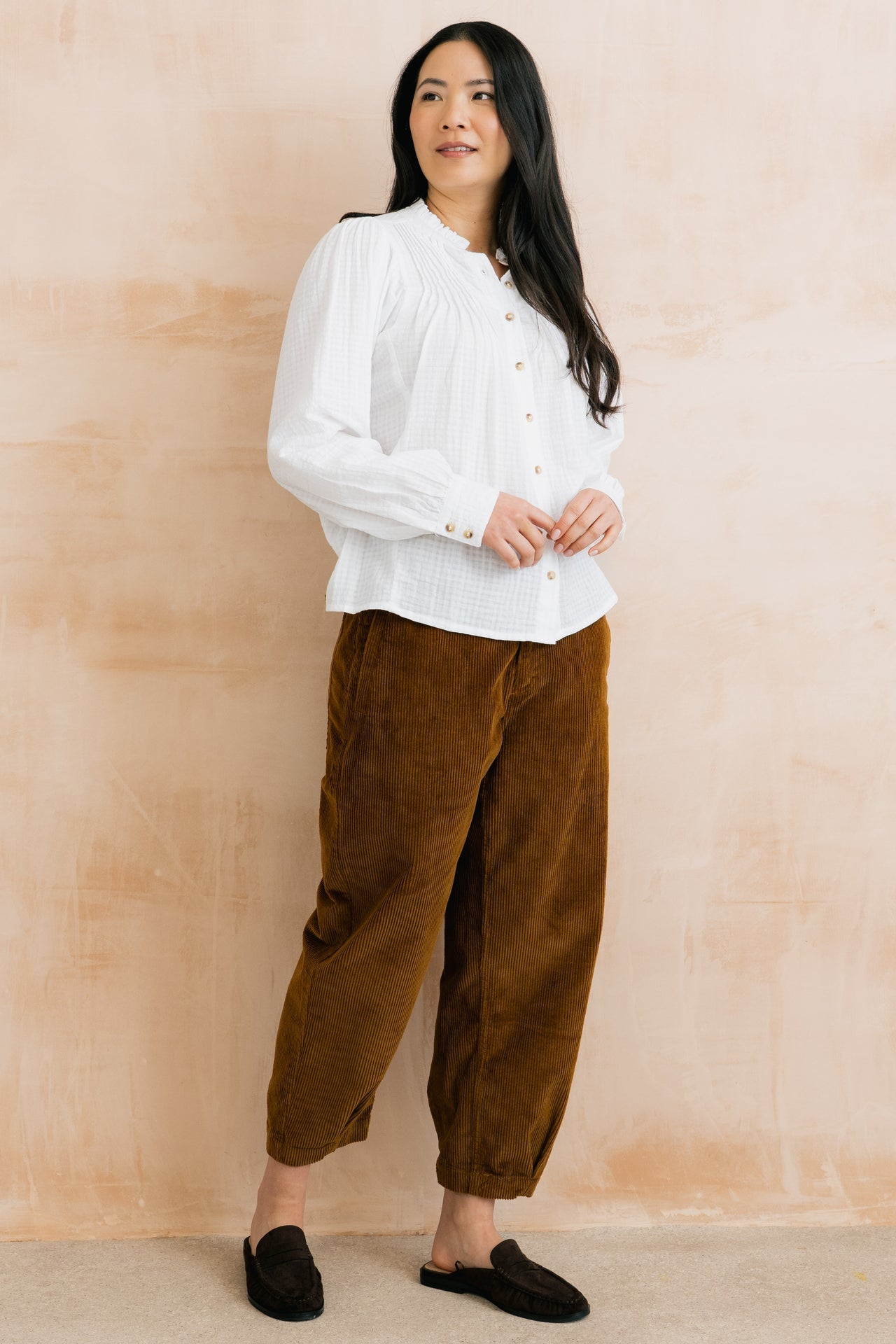 Lily and Me Flora Organic Cotton Pintuck Blouse White