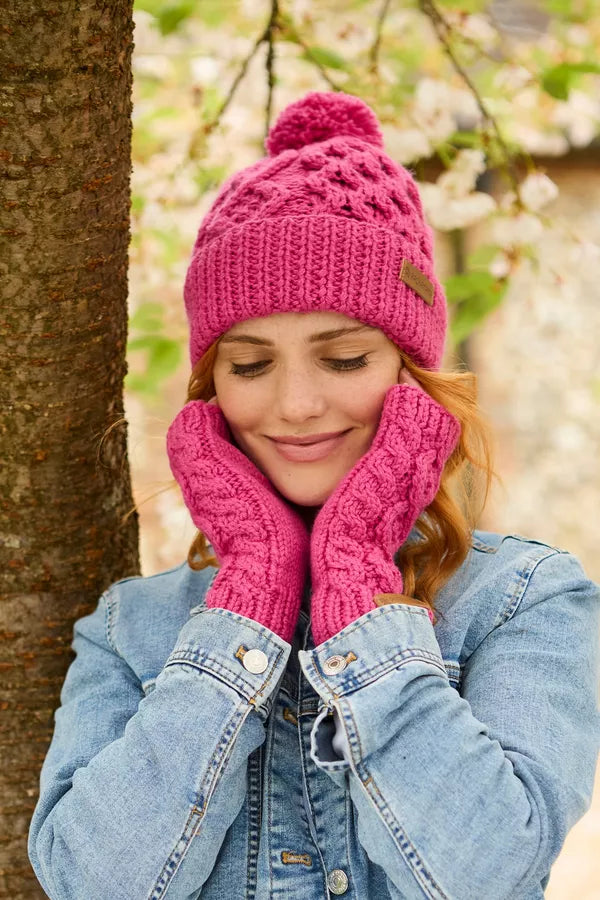 Pachamama Enniskerry Bobble Beanie (Merino) Rose