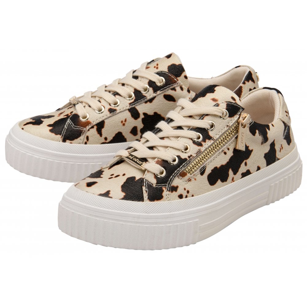 Lotus Cow-Print Alexa Lace-Up Trainers