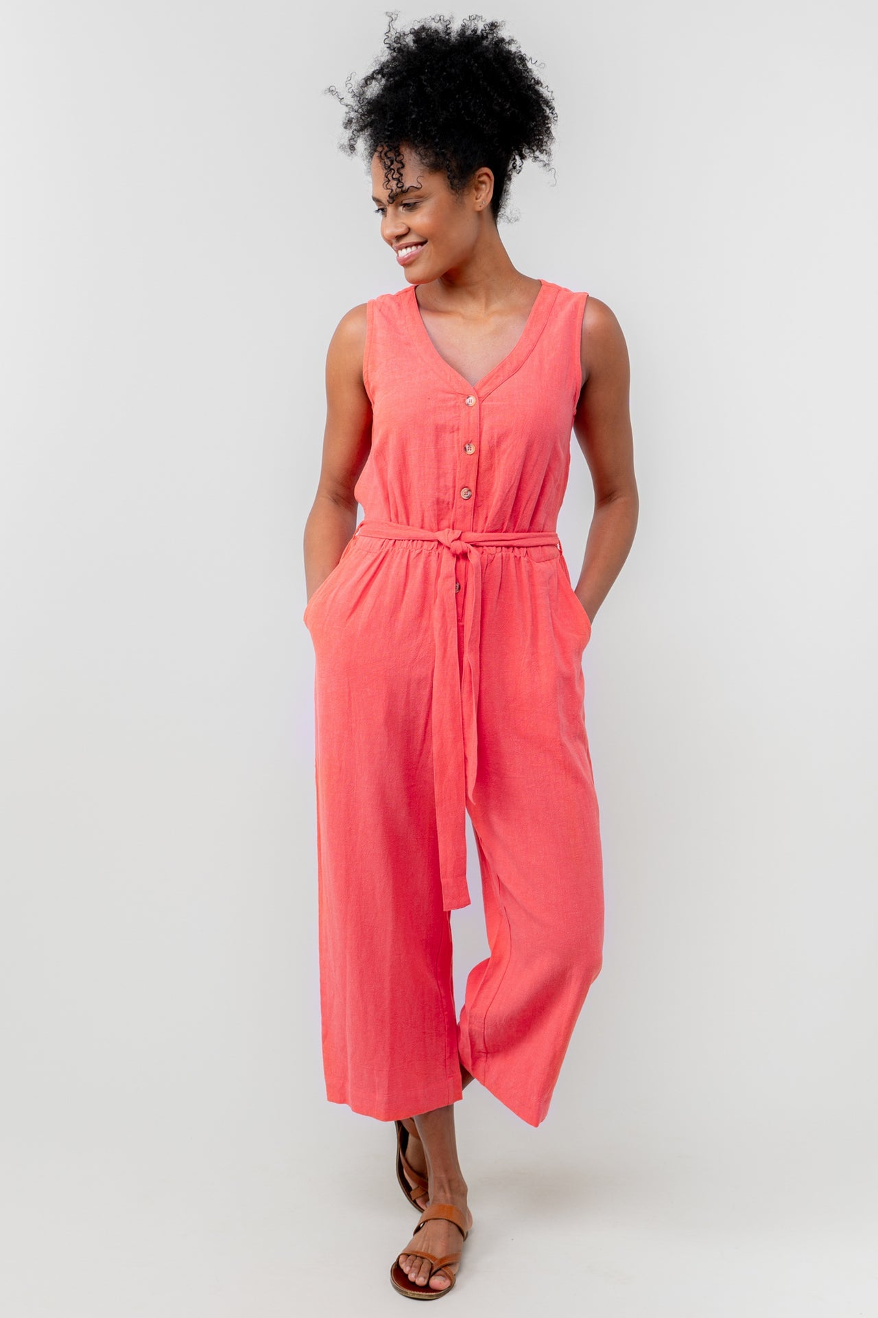 Lily and Me Allium Jumpsuit Plain Linen-Jumpsuit-White finn