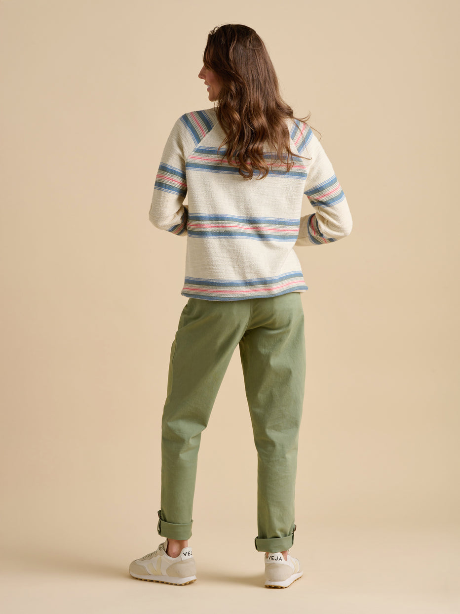 Brakeburn Harbour Stripe Crew Neck Sweat-White finn