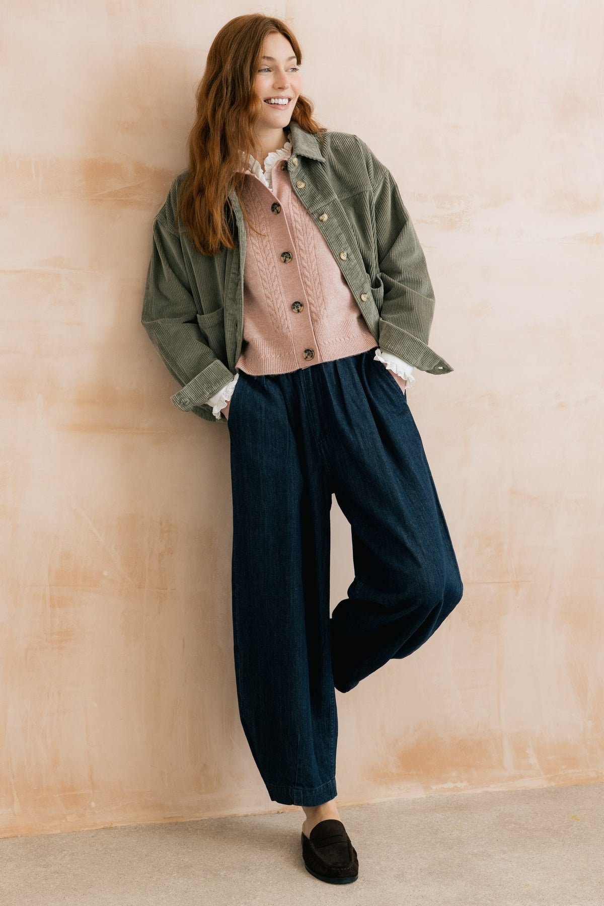 Lily and Me Ayla Relaxed Denim Barrel Leg Trousers Dark Wash