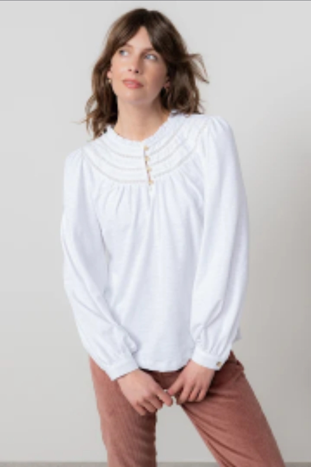 Lily and Me Luna Blouse Plain-White finn
