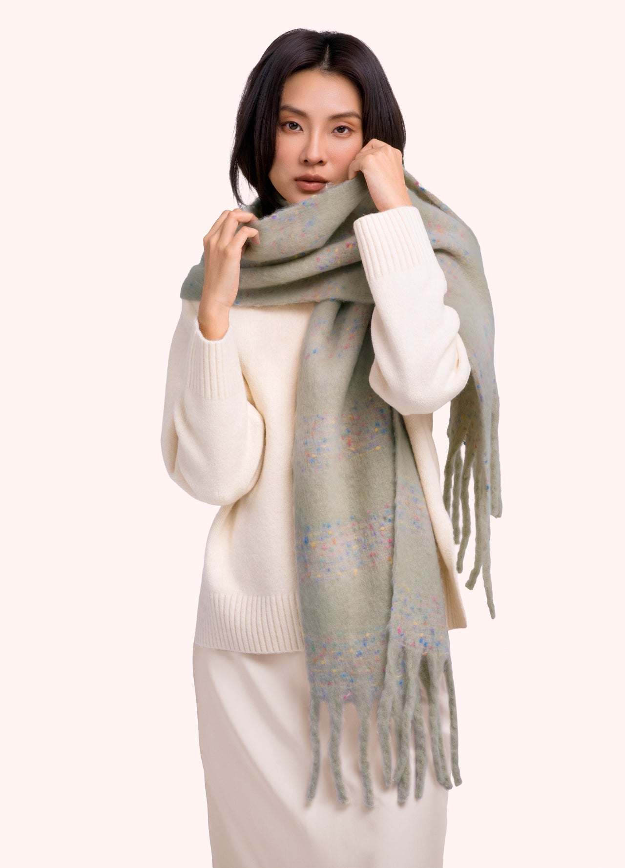 Powder Nancy Cosy Scarf, Soft Green