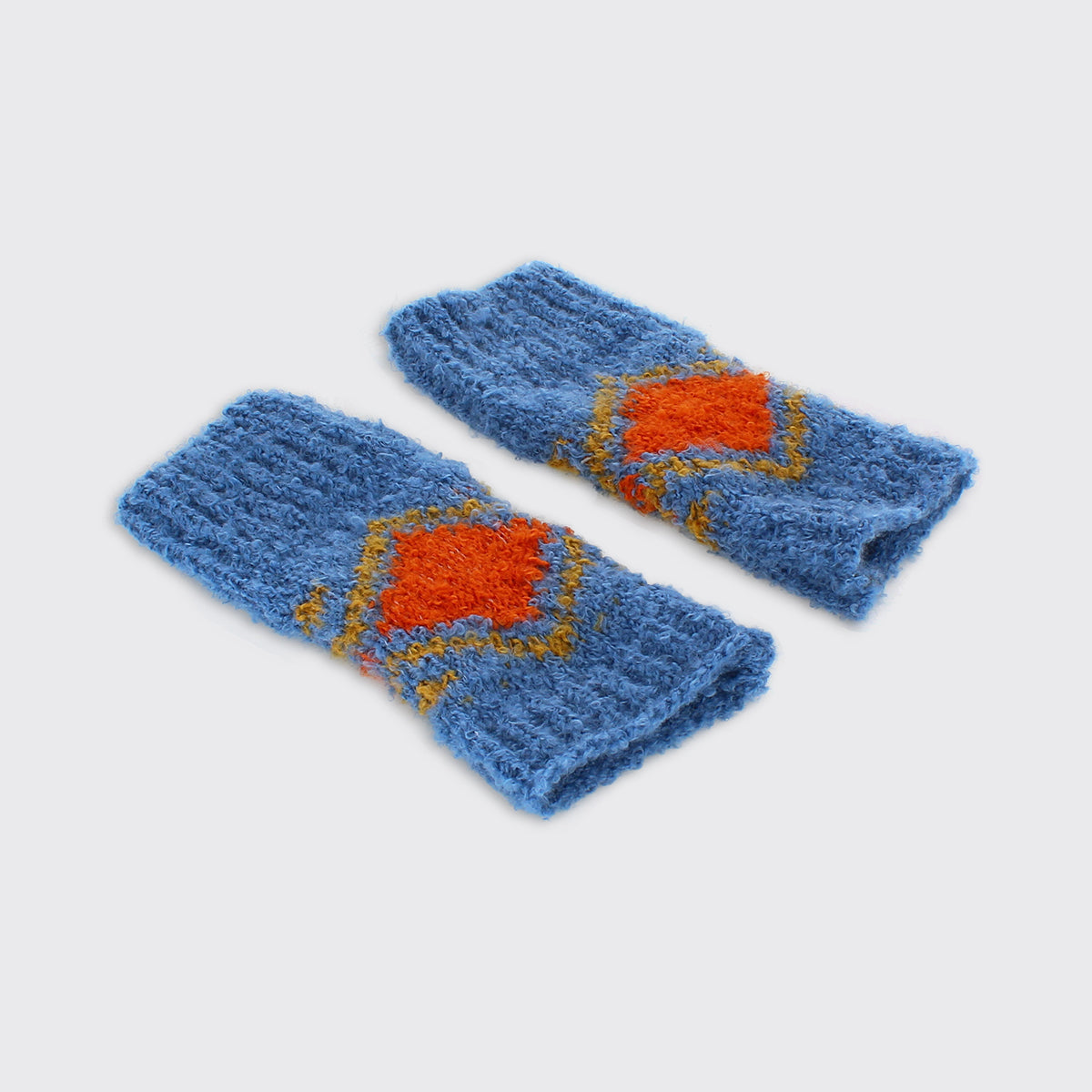 Millie mae Trixie Fingerless Gloves - Sky Blue / Burnt Orange