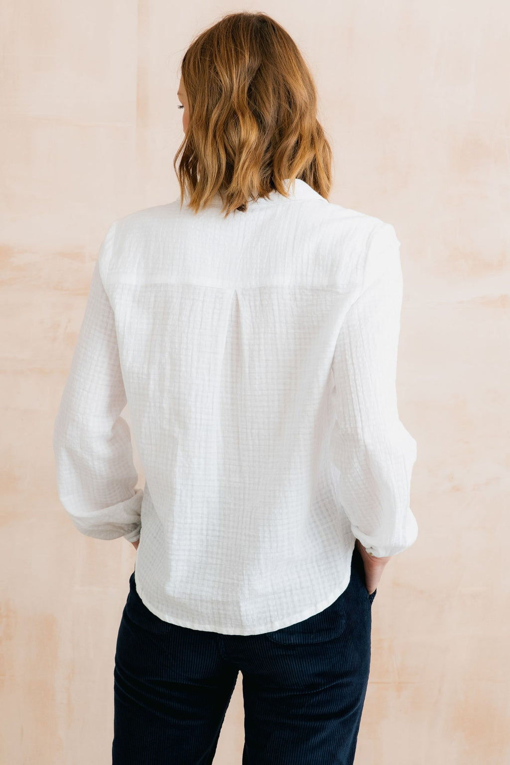 Lily and Me Ana Textured Organic Cotton Shirt White