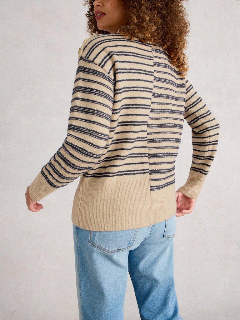 White Stuff MIX STRIPE STAND NK JUMPER-Jumper-White finn