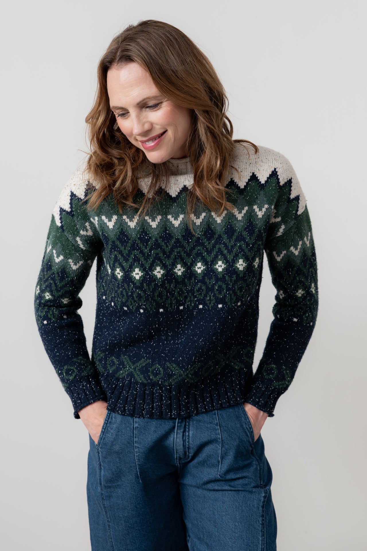 Lily and Me Maeve Jumper Fleck Knit-White finn