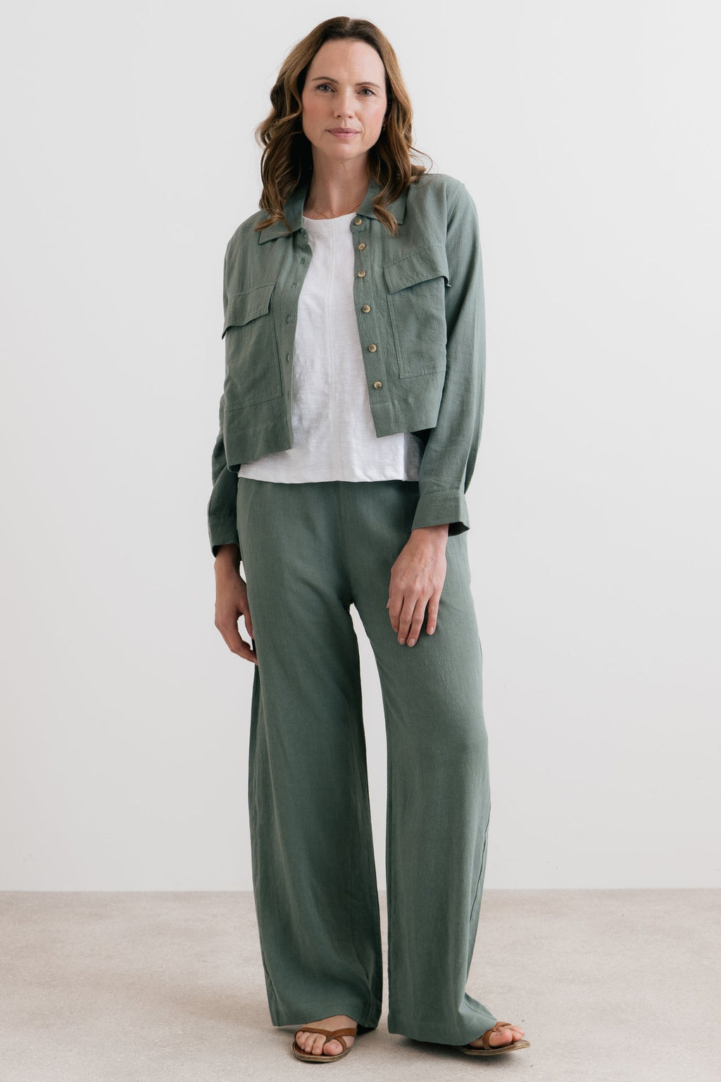 Lily and Me Grace Wide Leg Linen Blend Trousers-Trousers-8-Navy-