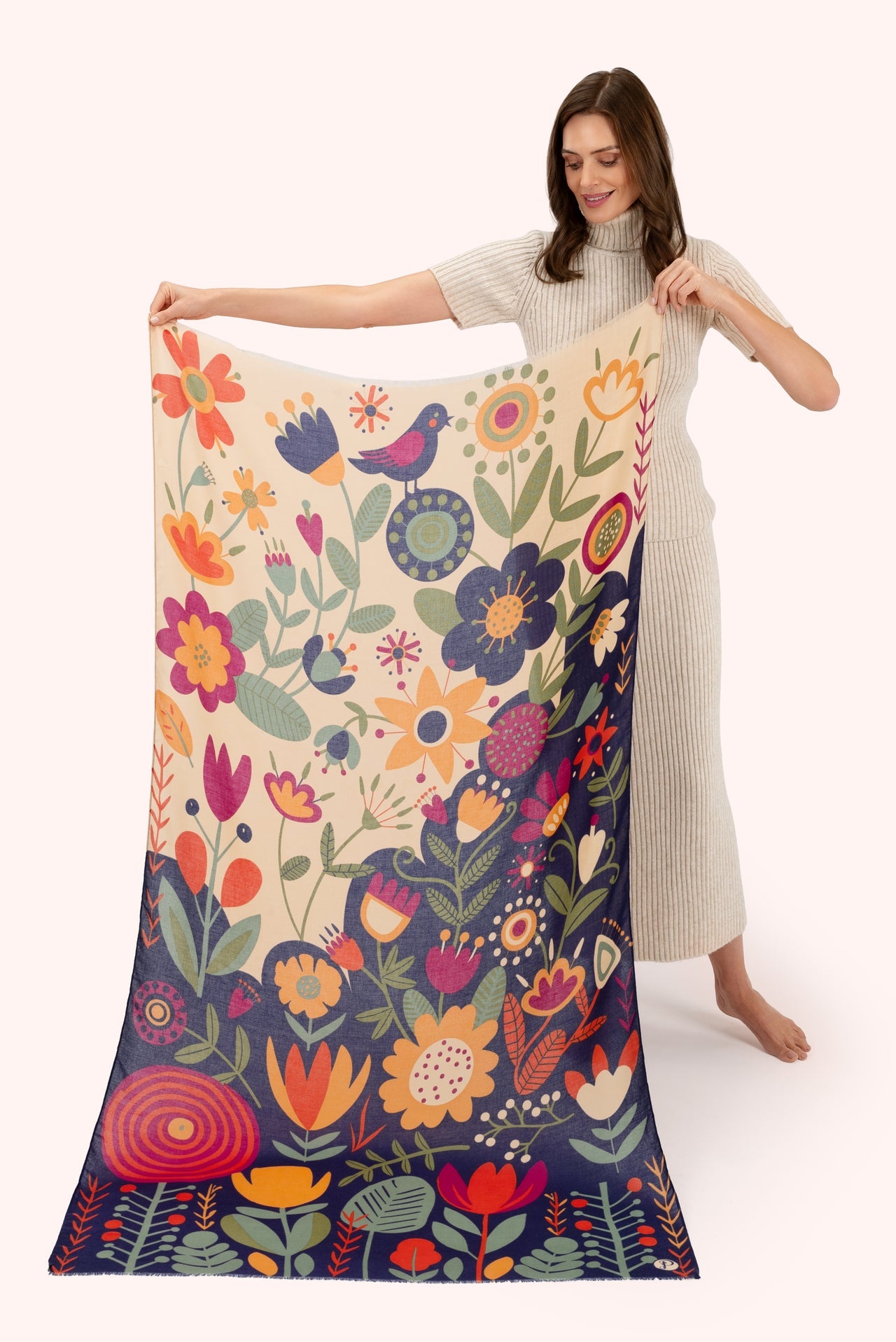 Powder Print Scarf - Scandi Two-Tone Floral