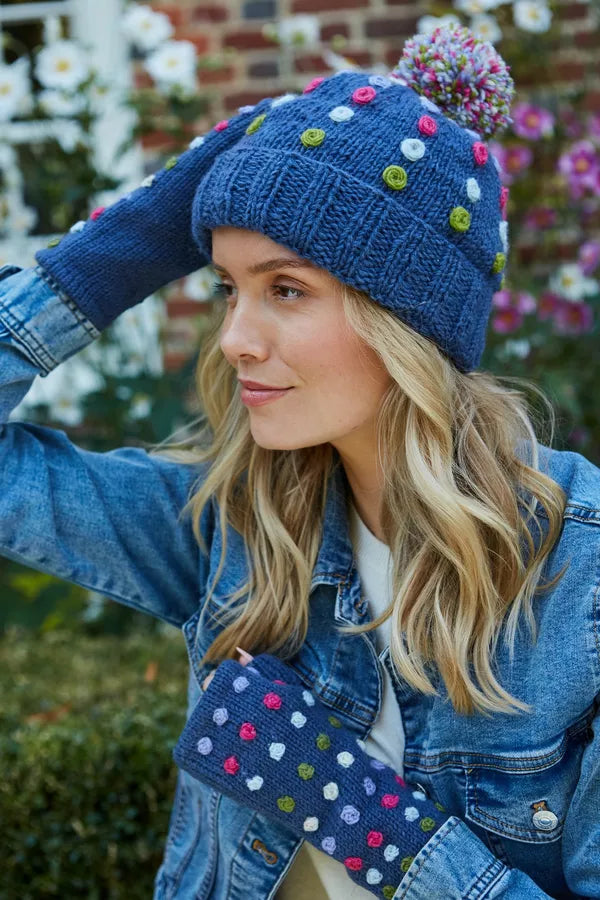 Pachamama Kew Bobble Beanie Denim-Hat-White finn
