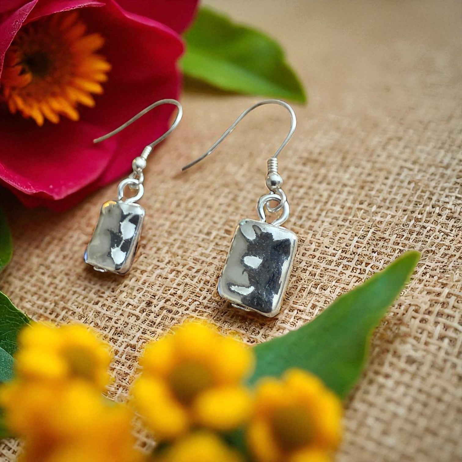 Jess and lou Mixed Block Square Bead Drop Earrings ER184-Jess and Lou-White finn