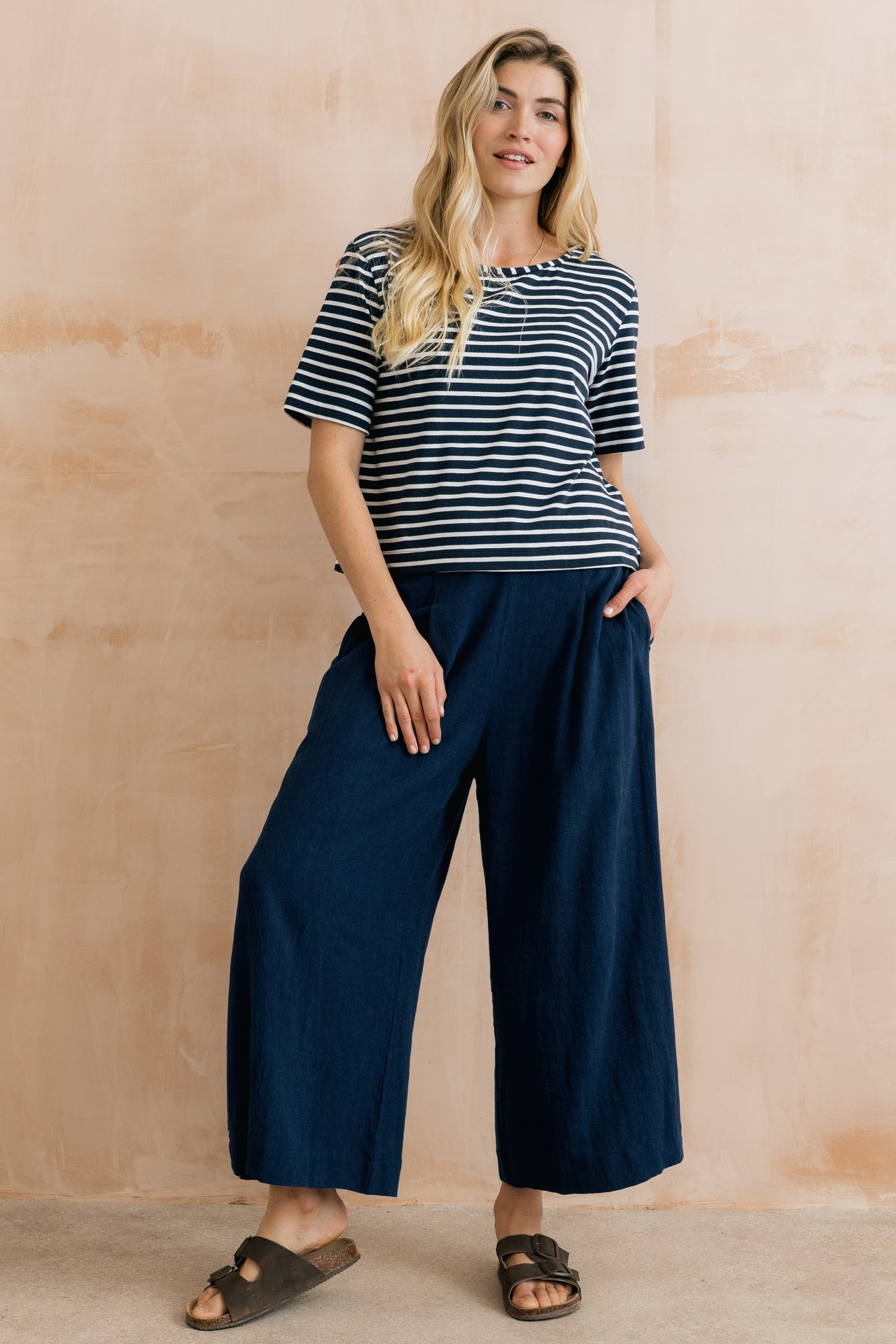 Lily and Me Summer Wide Leg Linen Blend Culottes-Trousers-8-Boysenberry-