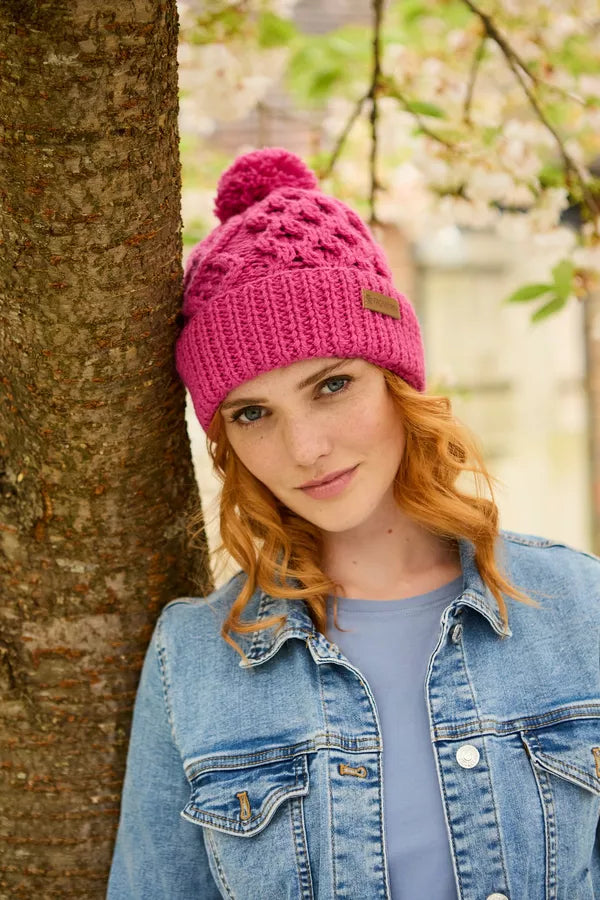 Pachamama Enniskerry Bobble Beanie (Merino) Rose