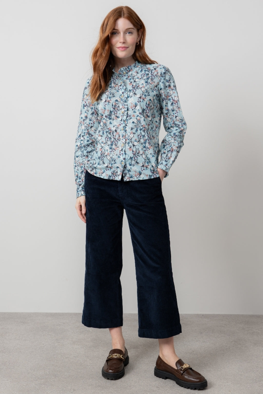 Lily and Me Rachel Frill Blouse Feather Ditsy-Lily and Me-White finn