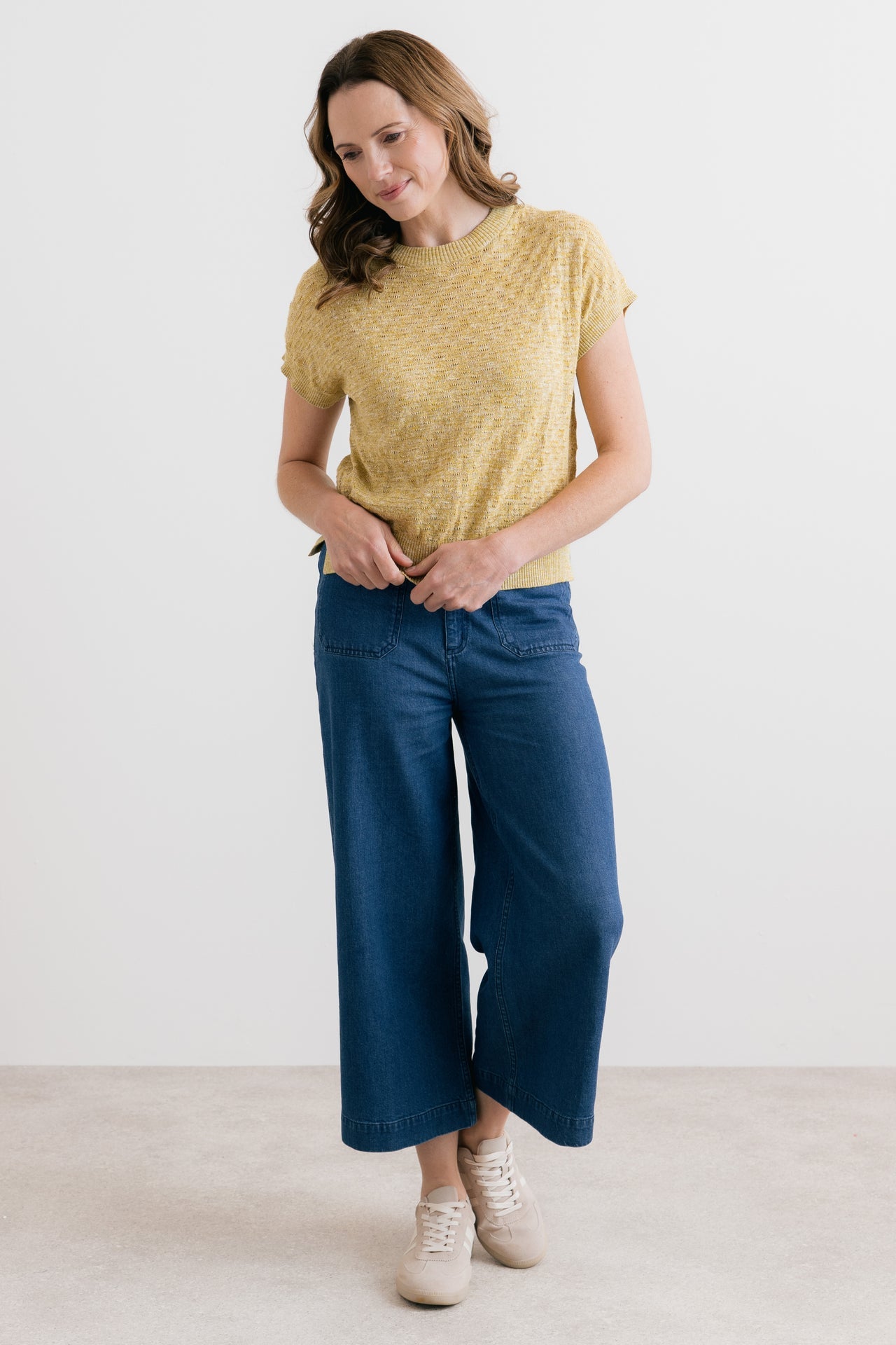 Lily and Me Lola Pointelle Knit Top Lime