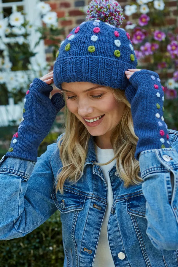 Pachamama Kew Bobble Beanie Denim-Hat-White finn
