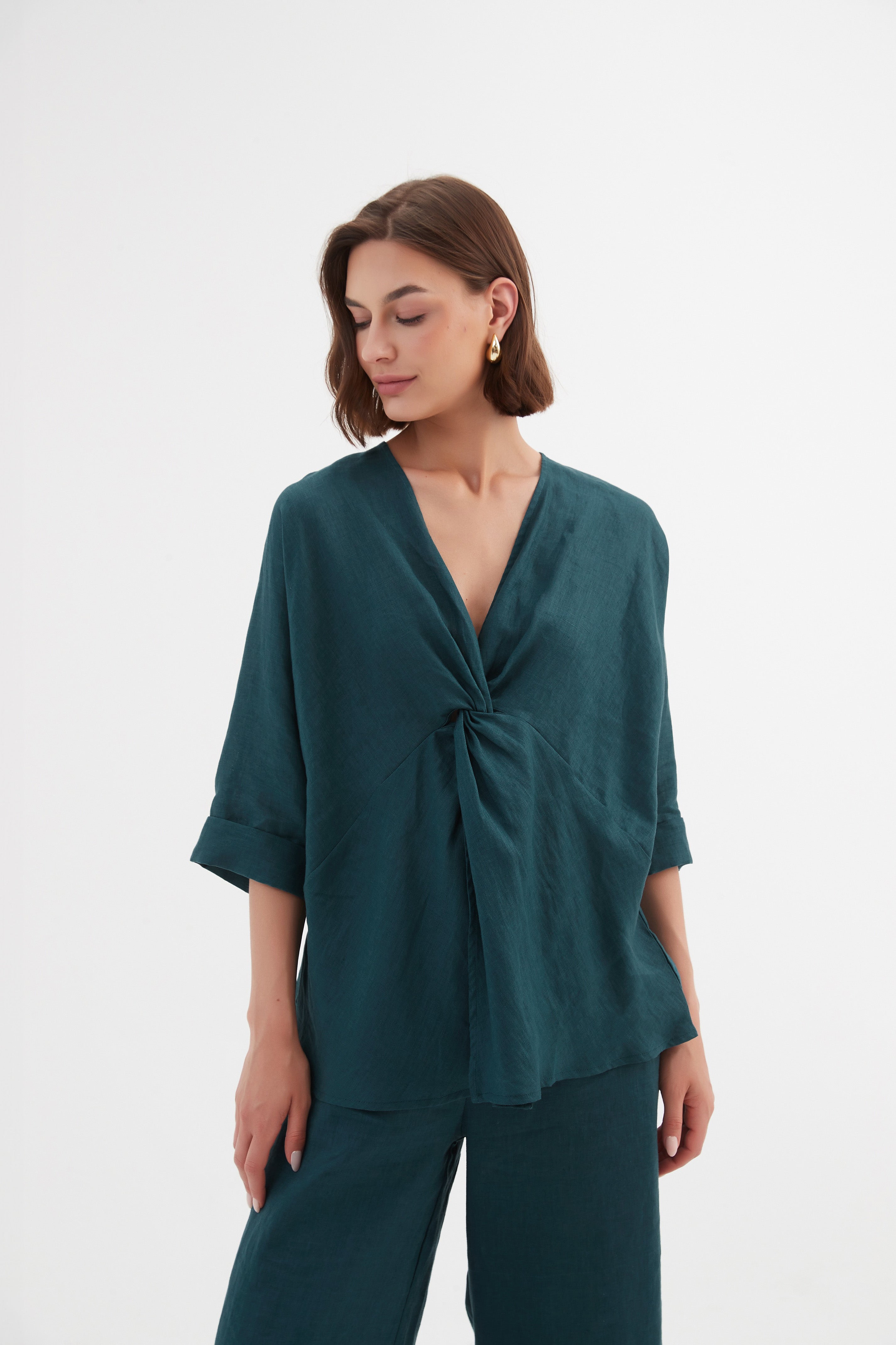Tirelli Twist Front Top-Shirts & Tops-White finn