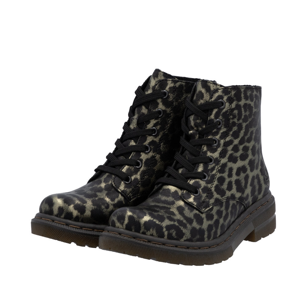 Rieker Animal Print Boot 78240 -00-Footwear-White finn