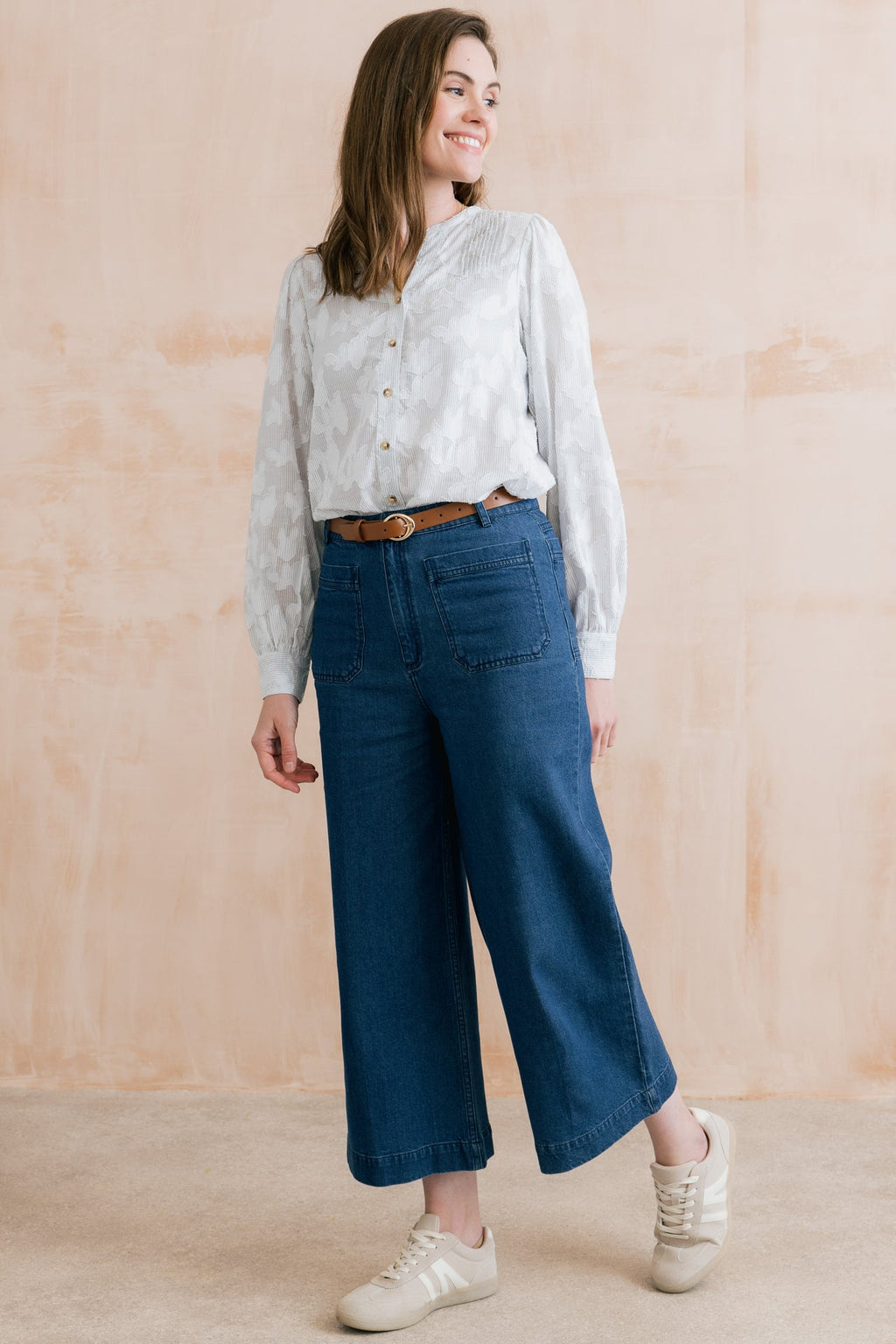 Lily and Me Amelia Denim Cropped Wide Leg Jeans-Lily and Me-White finn