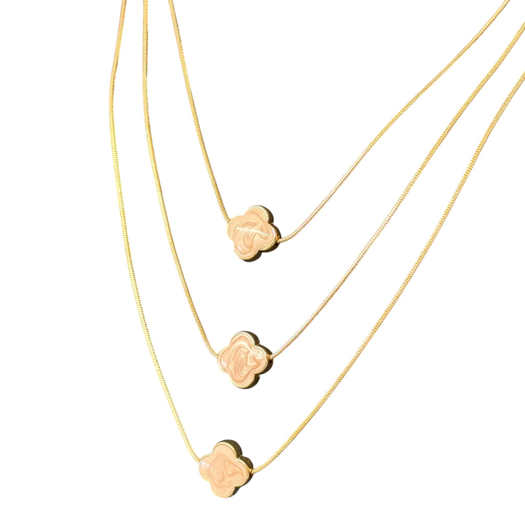 Jess and Lou Multi-Layer Clover Pearlescent Necklace NK420-Jess and Lou-White finn