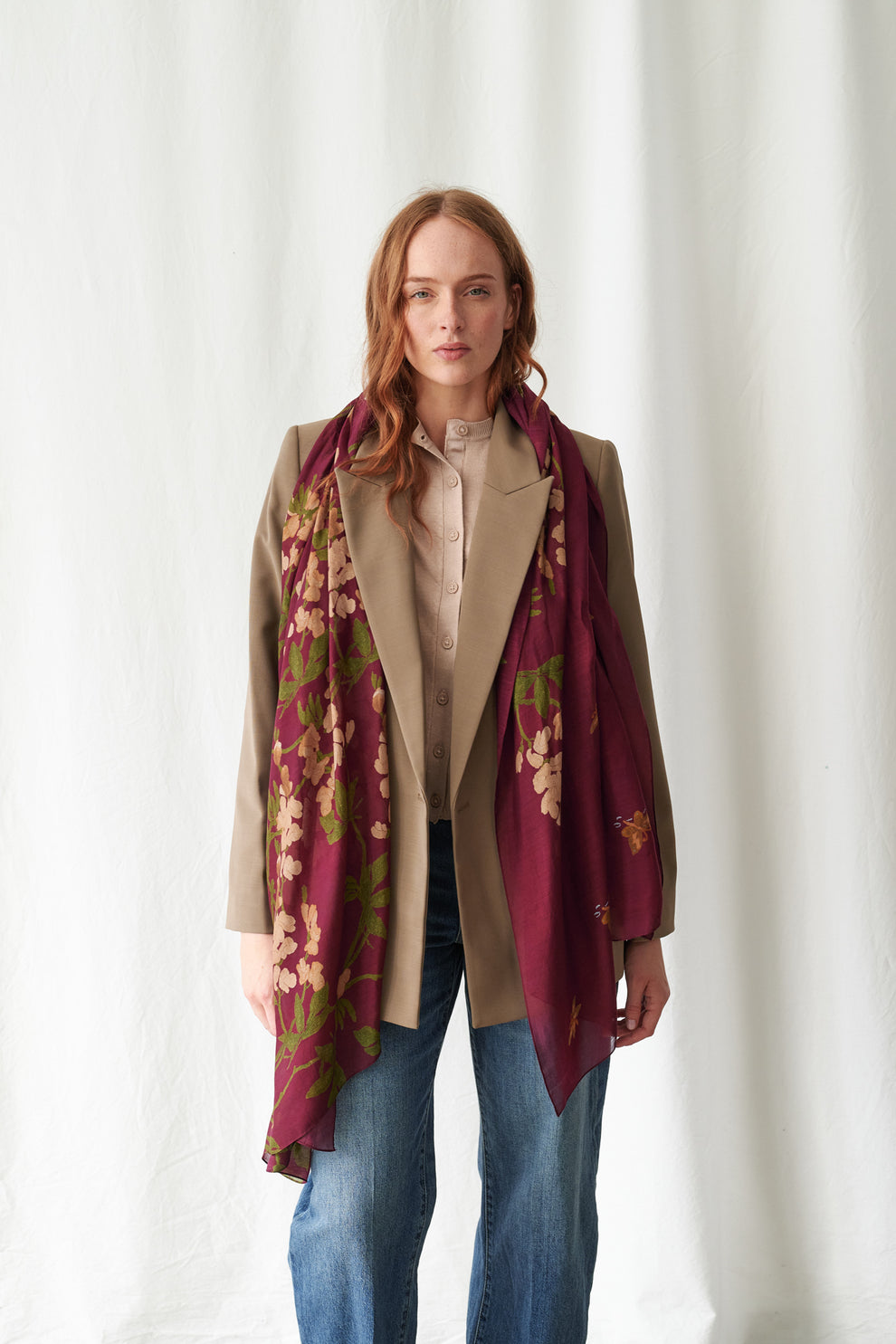 One Hundred Stars Wisteria Plum Scarf