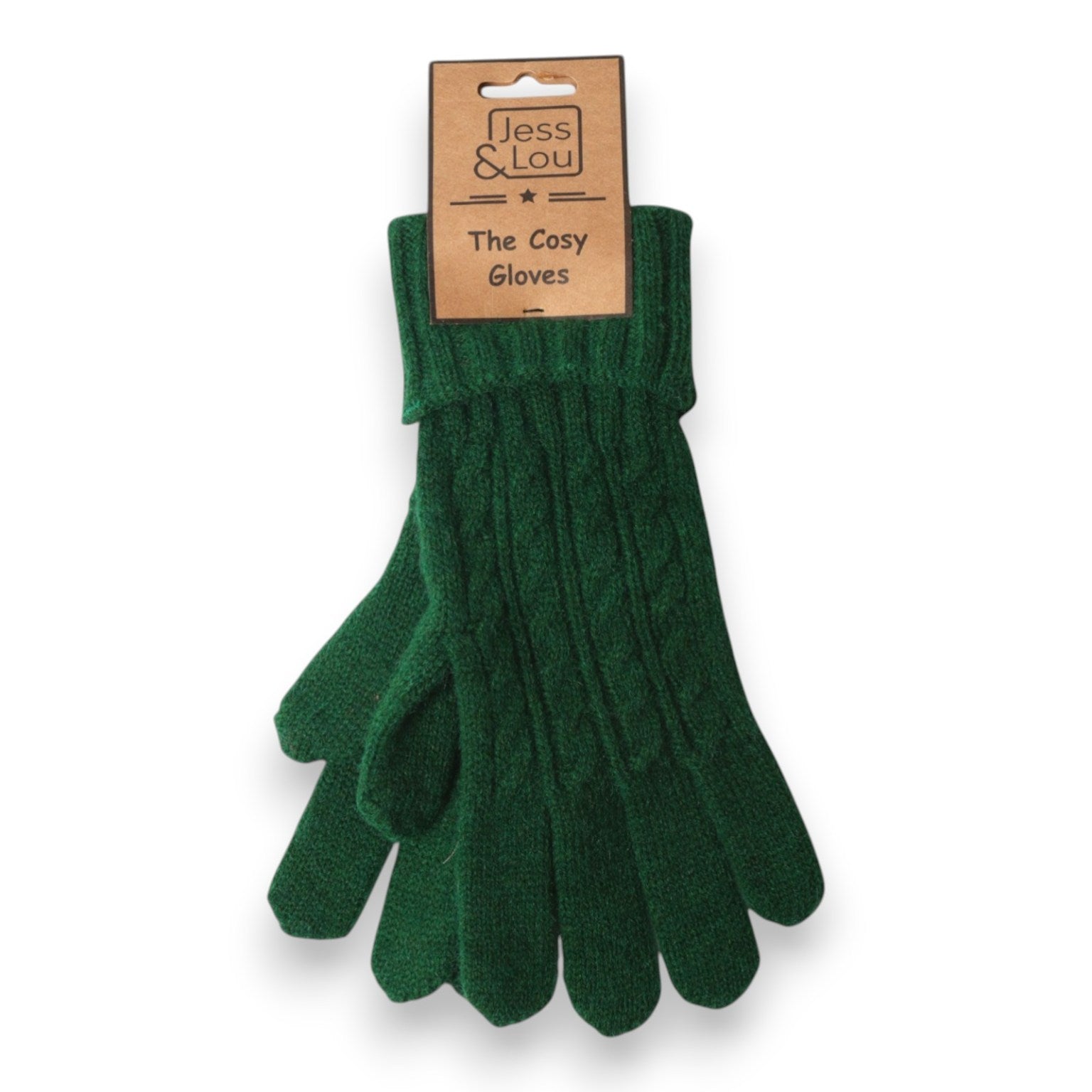 Jess and lou Cosy Cable Knit Gloves-White finn