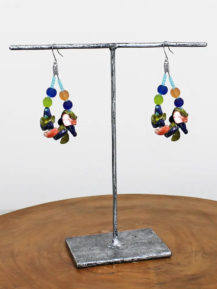 Suzie Blue Shell and Glass Bead Earrings DC6507
