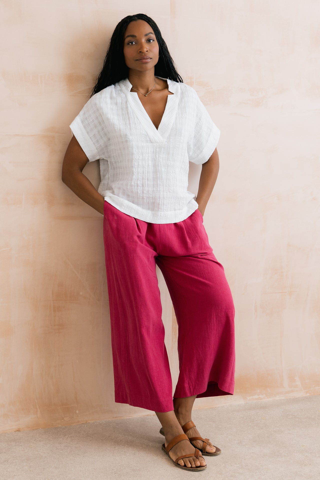 Lily and Me Orchard Textured Seersucker Shell Top White