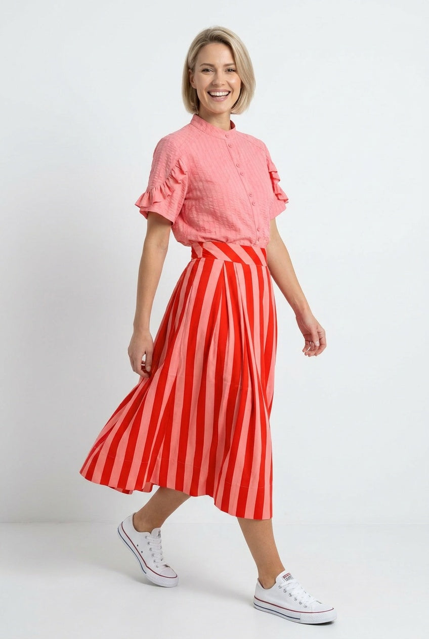 Pretty Vacant  Freya Top in Seersucker Pink