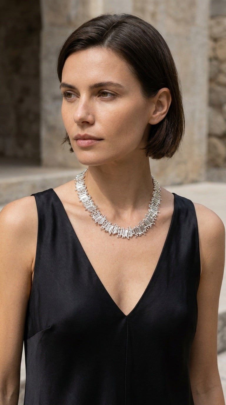 Envy Silver Bar and Ball Necklace 605