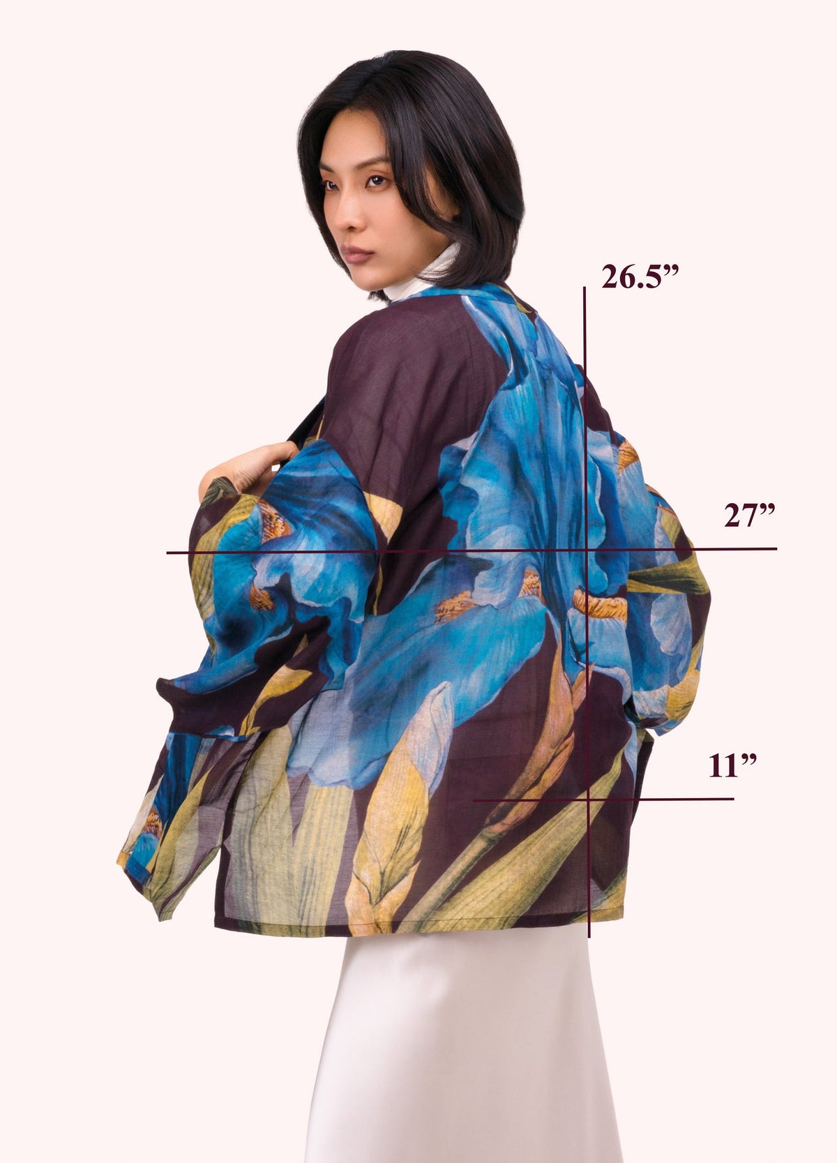 Powder Iris Short Kimono Jacket