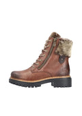Rieker Tan Faux Fur Trim Ankle Boot 72608-Footwear-White finn