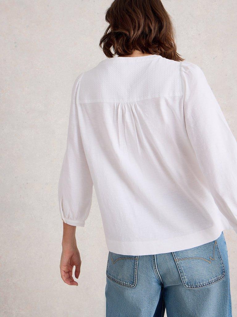 White Stuff Isla Half Button Top-Shirts & Tops-White finn