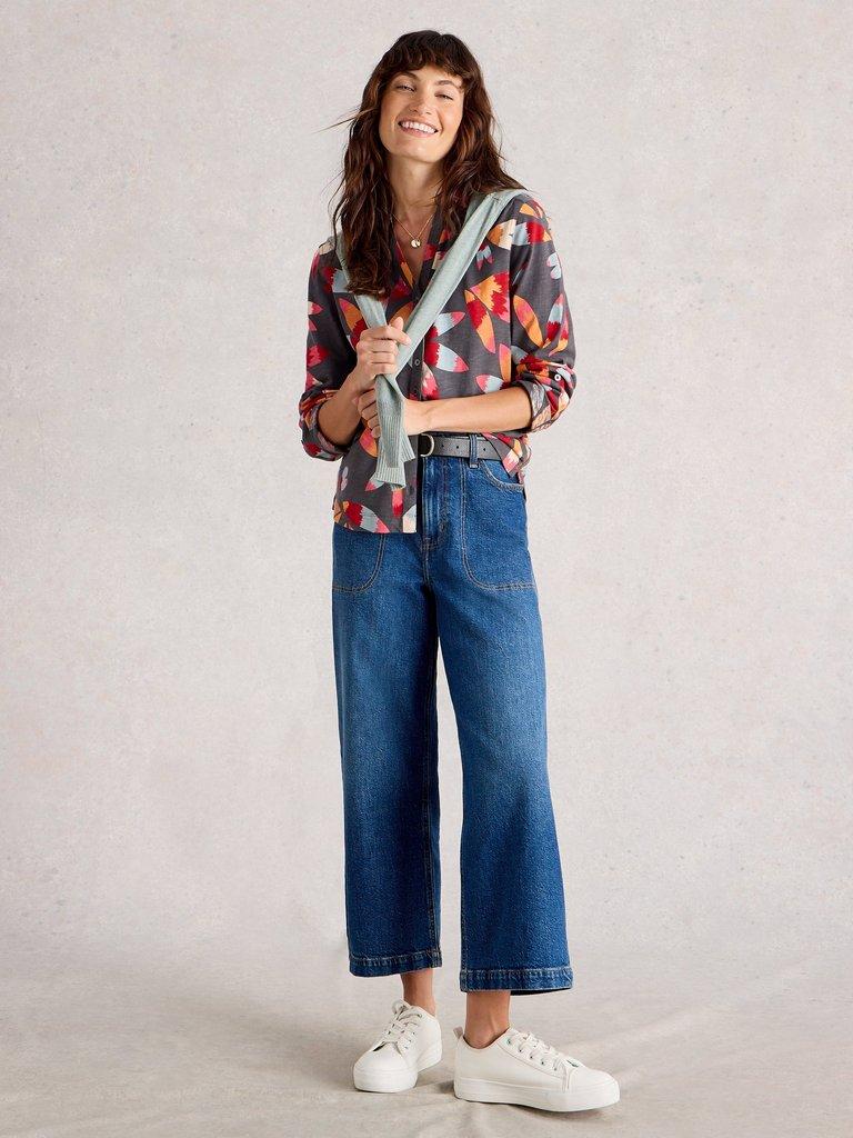 White Stuff Annie Jersey Shirt Grey Print