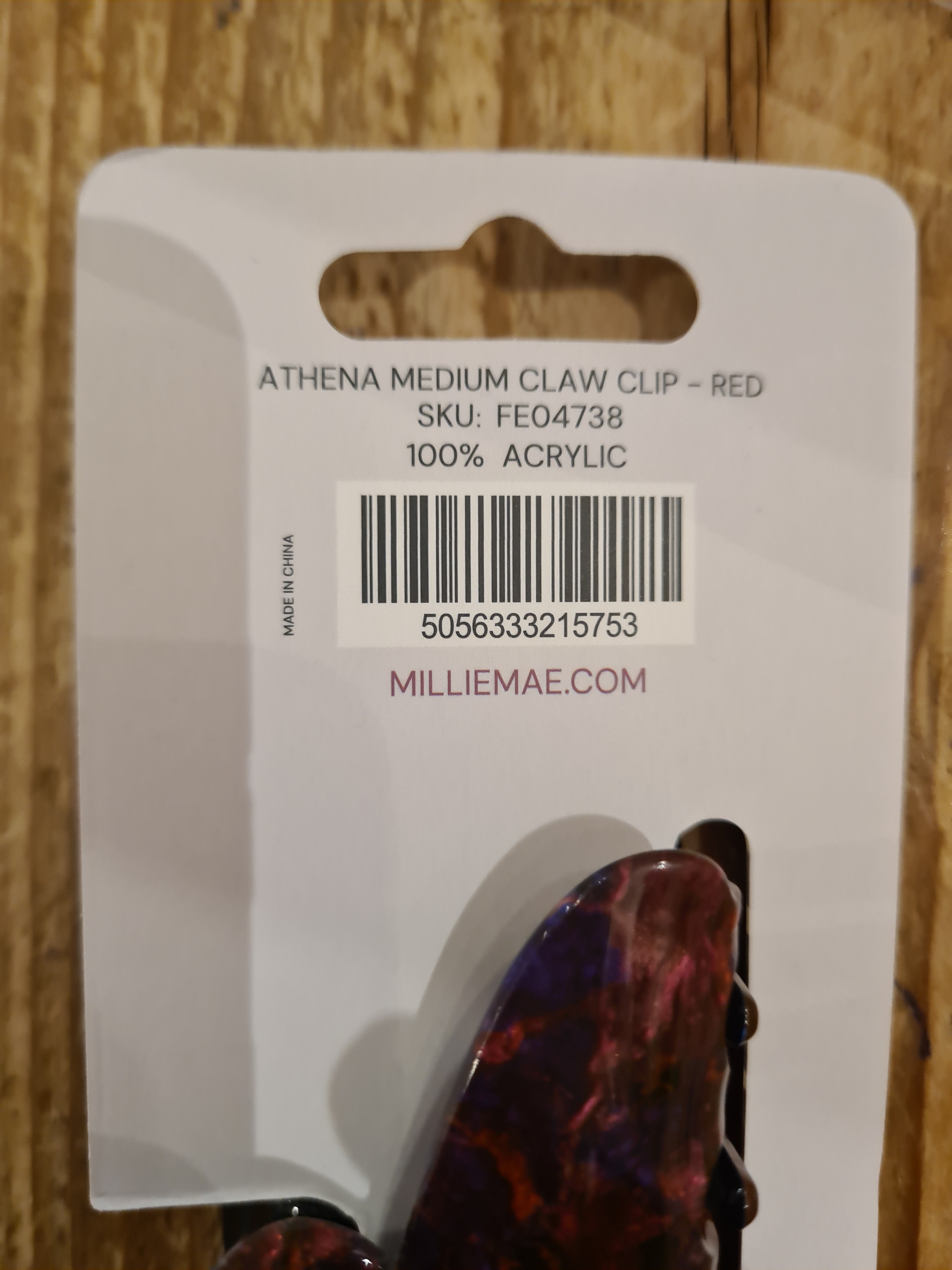 Millie Mae Athena Medium Claw Clip Red