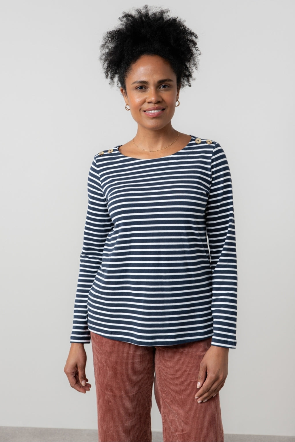 Lily and Me Riverside Top Stripe-White finn