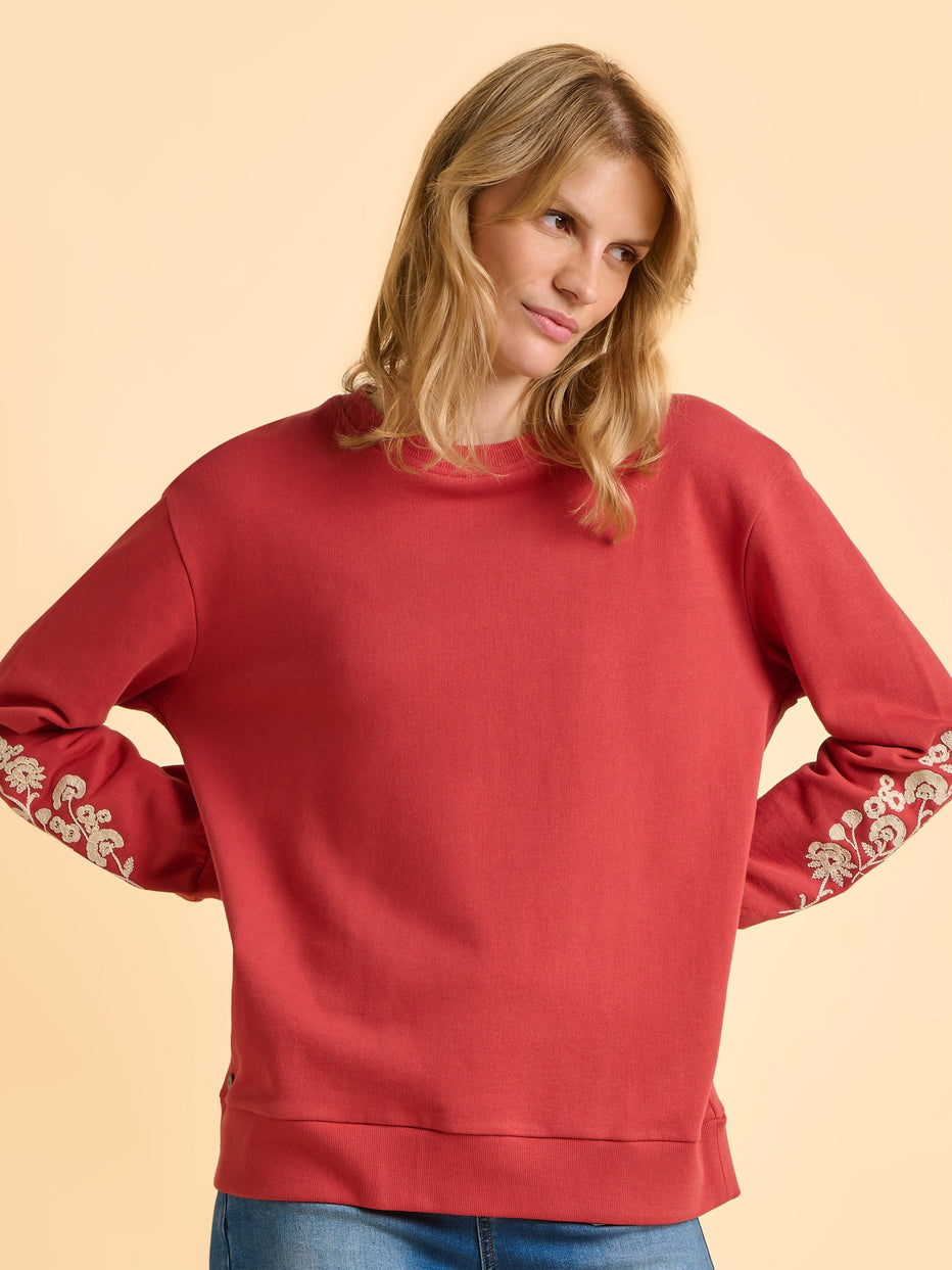 Brakeburn Ferndown Crewneck Sweatshirt-Shirts & Tops-White finn
