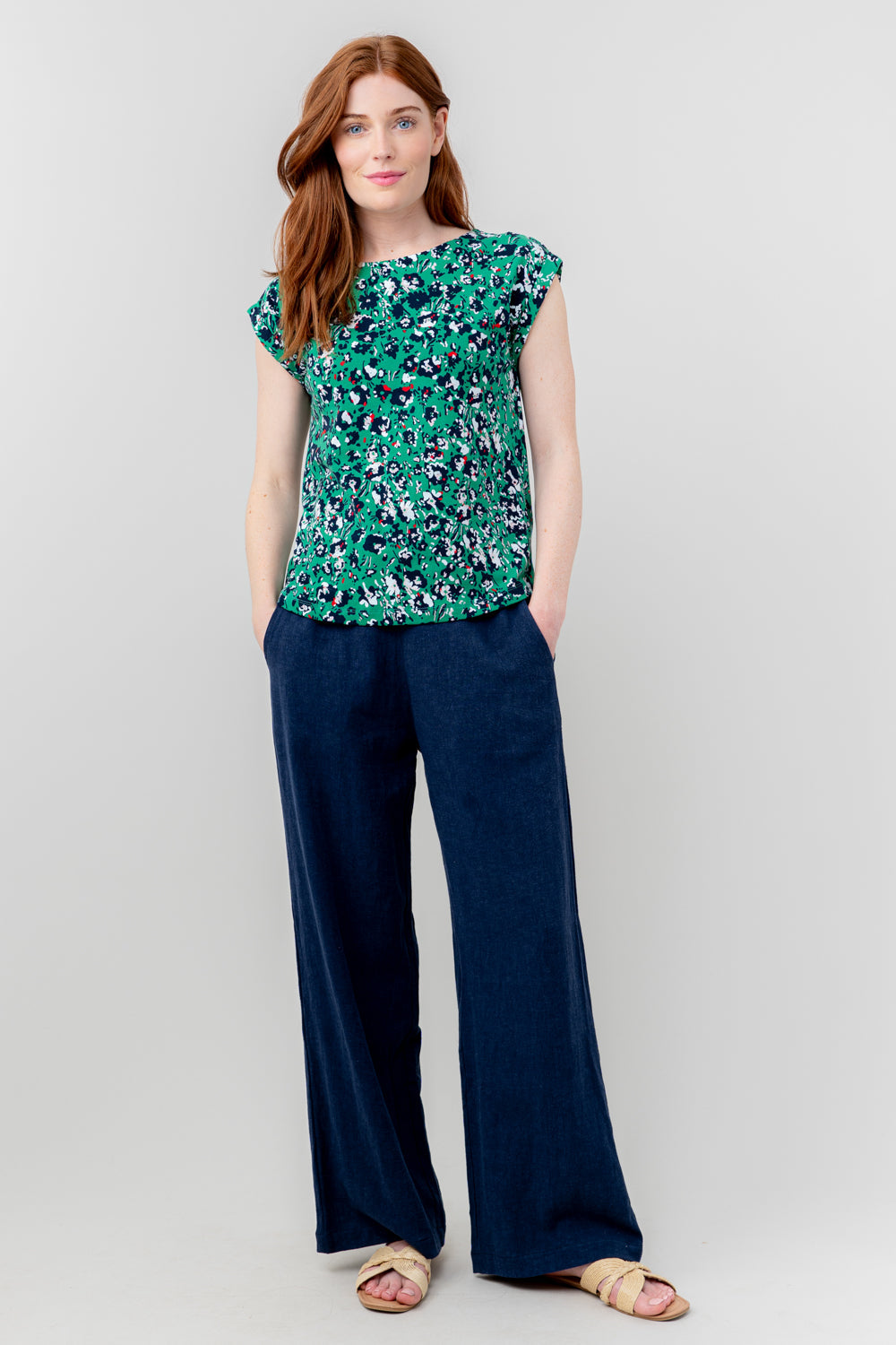 Grace Trouser Plain Linen-White finn